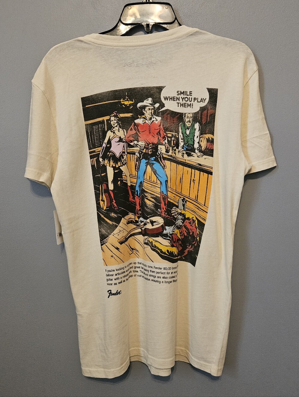Fender x Lucky Brand Men's Western Vintage Graphic Comic T-Shirt New Guitar NWT